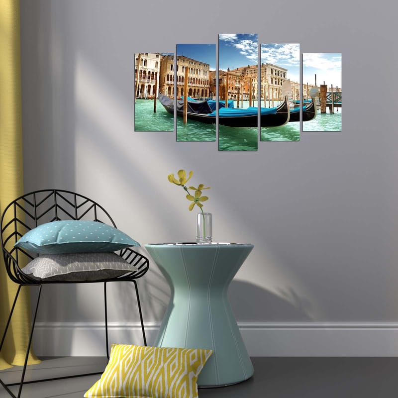 Dekorativ MDF-målning 5-Delar 20x60 cm - Flerfärgad - Inredning - Tavlor & konst - Canvastavlor