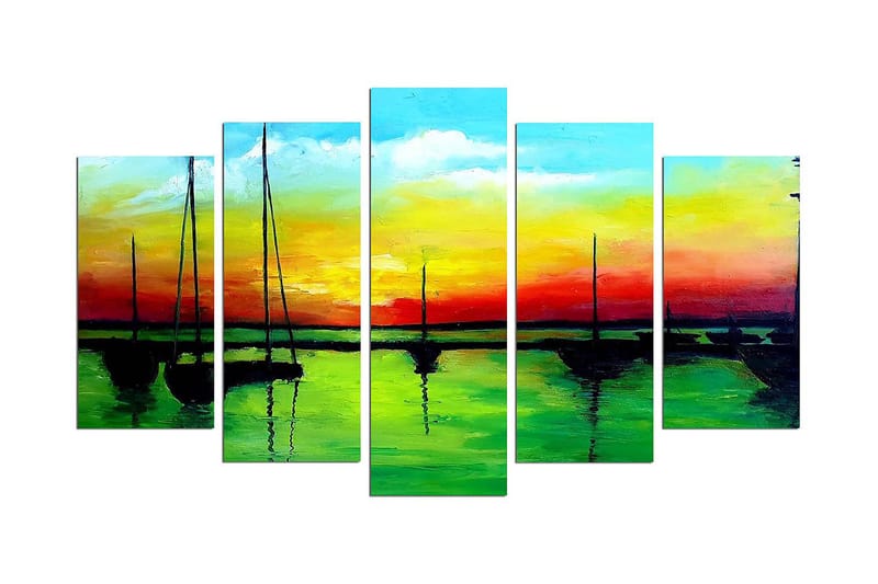 Dekorativ MDF-målning 5-Delar 20x60 cm - Flerfärgad - Inredning - Tavlor & konst - Canvastavlor