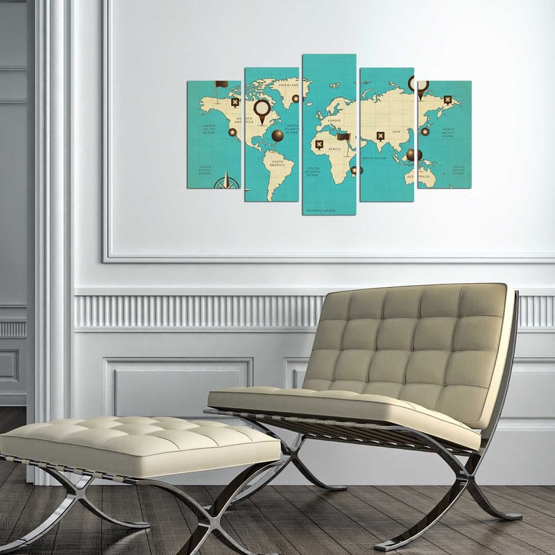 Dekorativ MDF-målning 5-Delar 20x60 cm - Flerfärgad - Inredning - Tavlor & konst - Canvastavlor