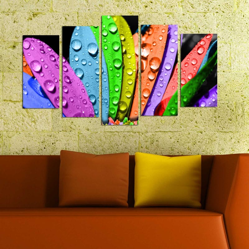 Dekorativ MDF-målning 5-Delar 20x60 cm - Flerfärgad - Inredning - Tavlor & konst - Canvastavlor