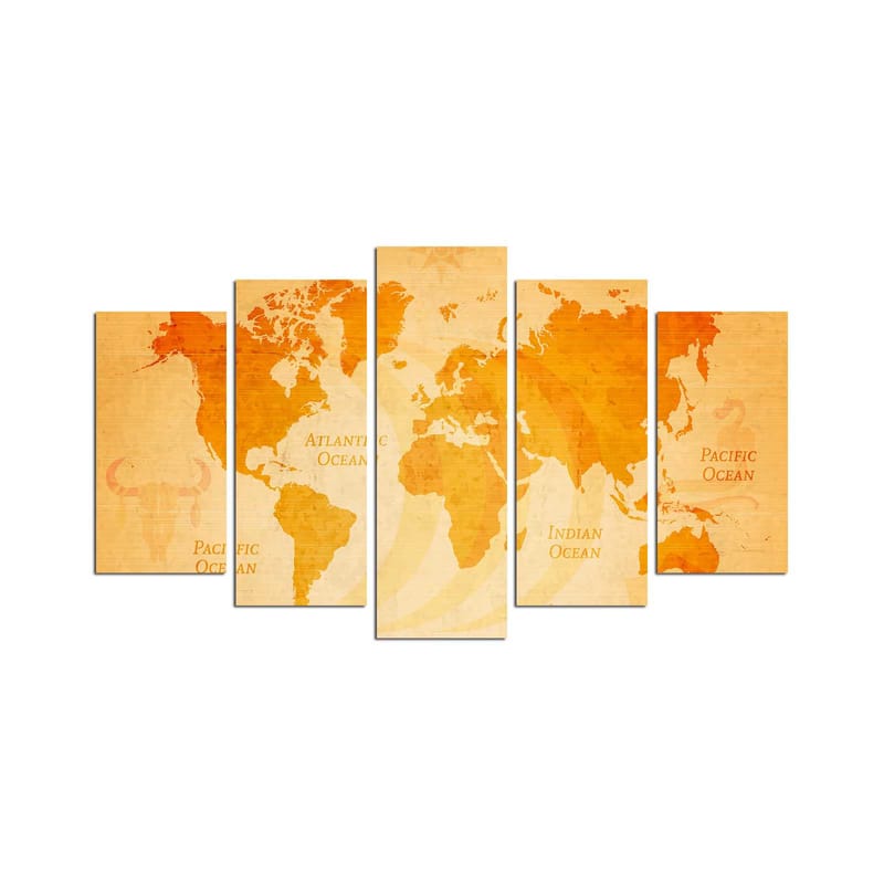 Dekorativ MDF-målning 5-Delar 20x60 cm - Flerfärgad - Inredning - Tavlor & konst - Canvastavlor