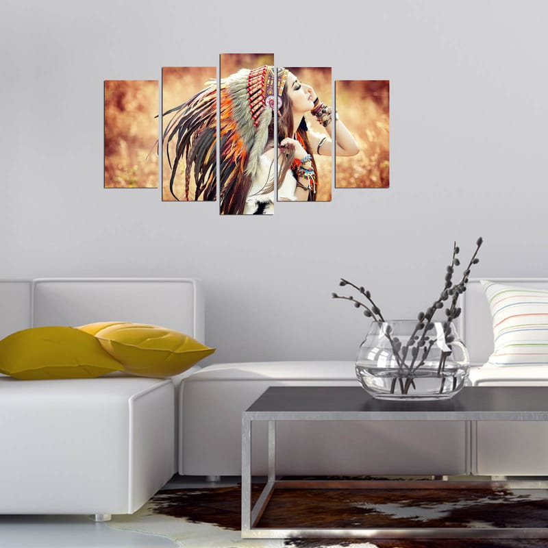 Dekorativ MDF-målning 5-Delar 20x60 cm - Flerfärgad - Inredning - Tavlor & konst - Canvastavlor
