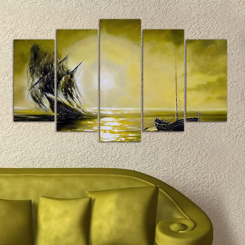 Dekorativ MDF-målning 5-Delar 20x60 cm - Flerfärgad - Inredning - Tavlor & konst - Canvastavlor