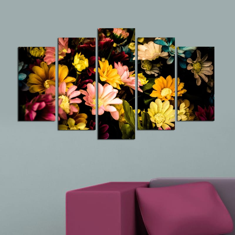 Dekorativ MDF-målning 5-Delar 20x60 cm - Flerfärgad - Inredning - Tavlor & konst - Canvastavlor
