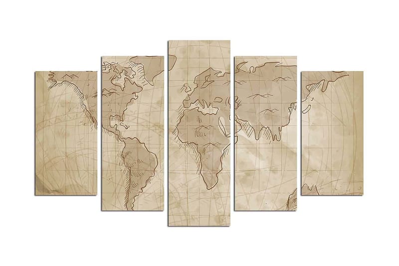 Dekorativ MDF-målning 5-Delar 20x60 cm - Flerfärgad - Inredning - Tavlor & konst - Canvastavlor