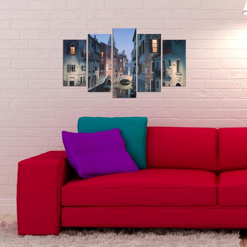 Dekorativ MDF-målning 5-Delar 20x60 cm - Flerfärgad - Inredning - Tavlor & konst - Canvastavlor