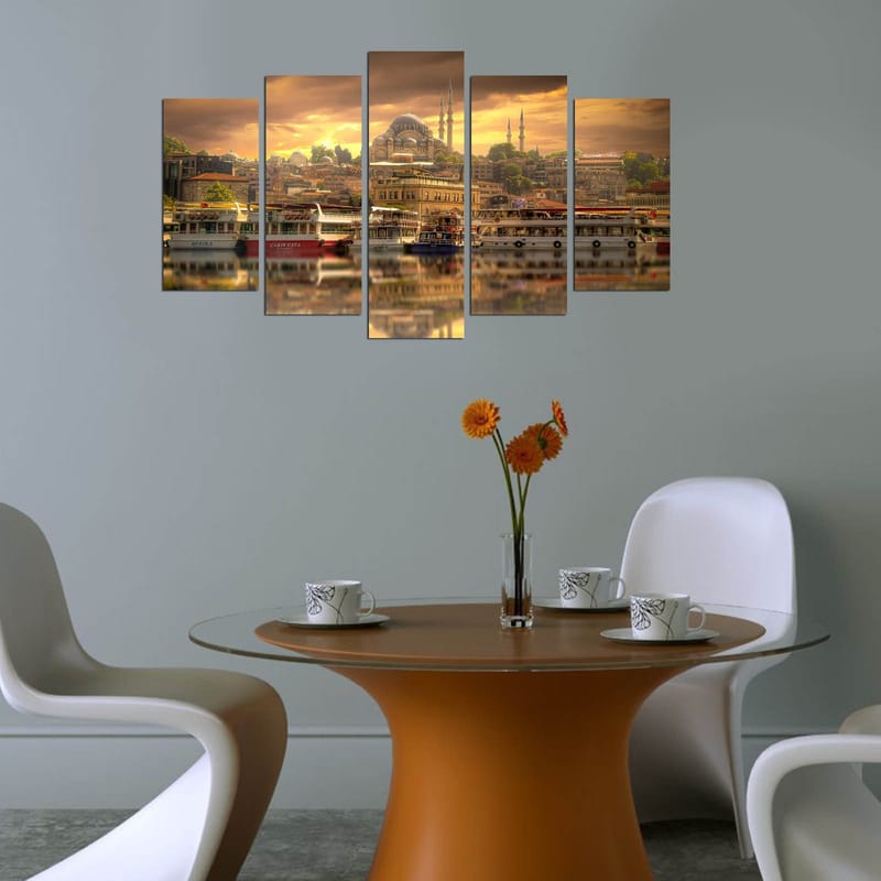 Dekorativ MDF-målning 5-Delar 20x60 cm - Flerfärgad - Inredning - Tavlor & konst - Canvastavlor