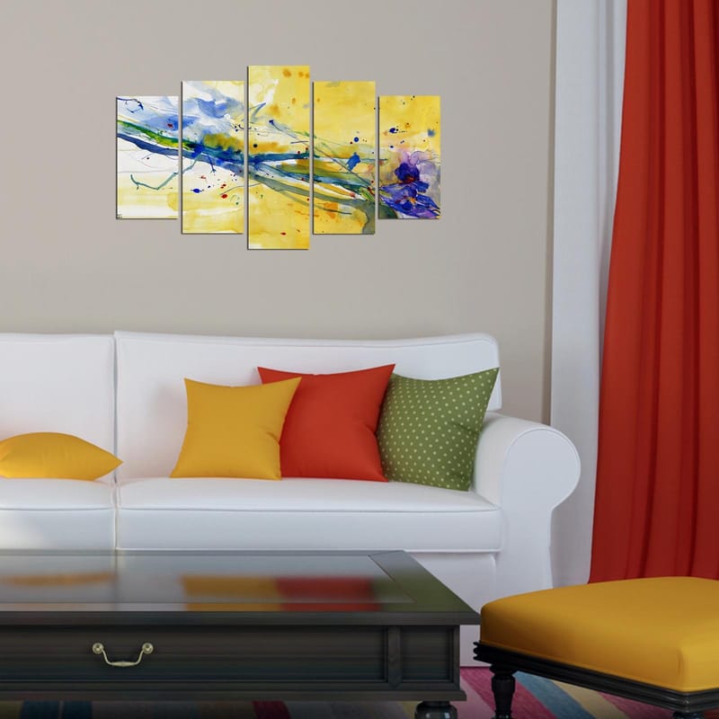 Dekorativ MDF-målning 5-Delar 20x60 cm - Flerfärgad - Inredning - Tavlor & konst - Canvastavlor