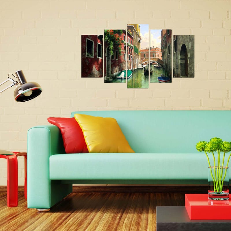 Dekorativ MDF-målning 5-Delar 20x60 cm - Flerfärgad - Inredning - Tavlor & konst - Canvastavlor