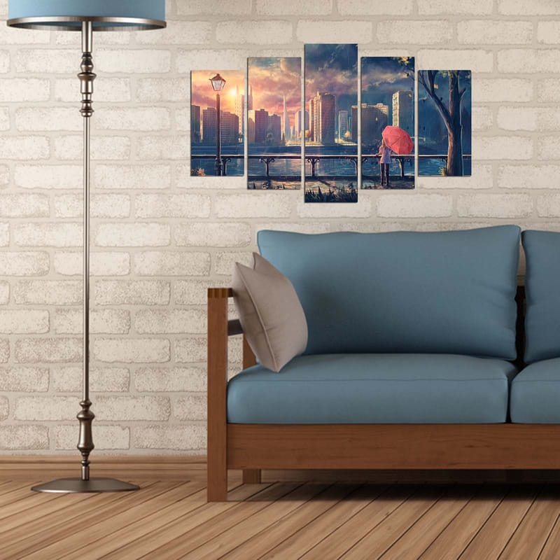 Dekorativ MDF-målning 5-Delar 20x60 cm - Flerfärgad - Inredning - Tavlor & konst - Canvastavlor