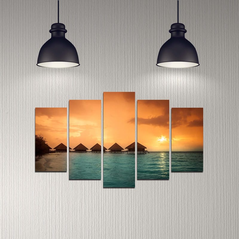 Dekorativ MDF-målning 5-Delar 20x60 cm - Flerfärgad - Inredning - Tavlor & konst - Canvastavlor