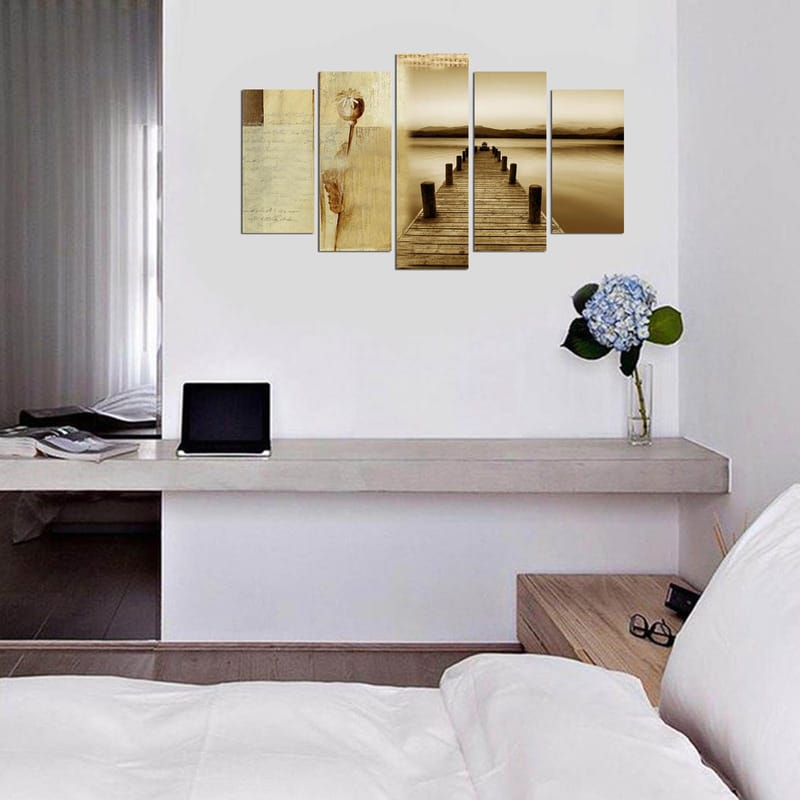 Dekorativ MDF-målning 5-Delar 20x60 cm - Flerfärgad - Inredning - Tavlor & konst - Canvastavlor