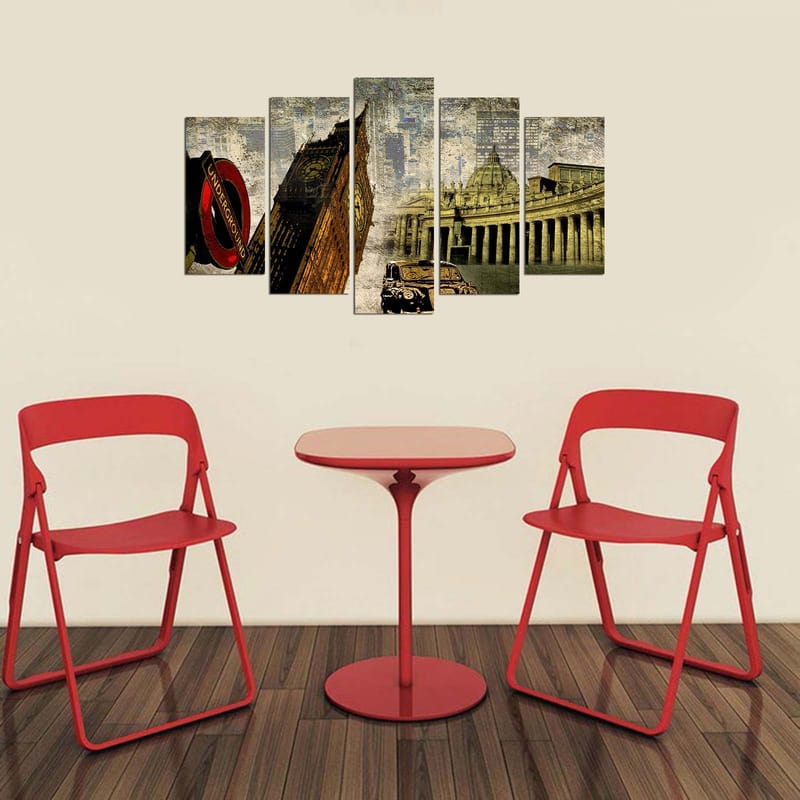 Dekorativ MDF-målning 5-Delar 20x60 cm - Flerfärgad - Inredning - Tavlor & konst - Canvastavlor