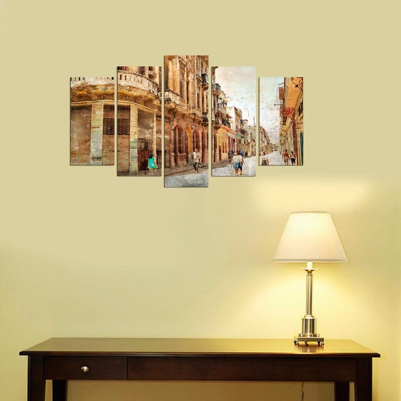 Dekorativ MDF-målning 5-Delar 20x60 cm - Flerfärgad - Inredning - Tavlor & konst - Canvastavlor