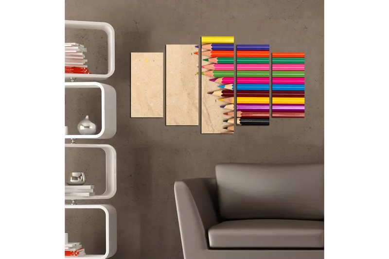 Dekorativ MDF-målning 5-Delar 20x60 cm - Flerfärgad - Inredning - Tavlor & konst - Canvastavlor