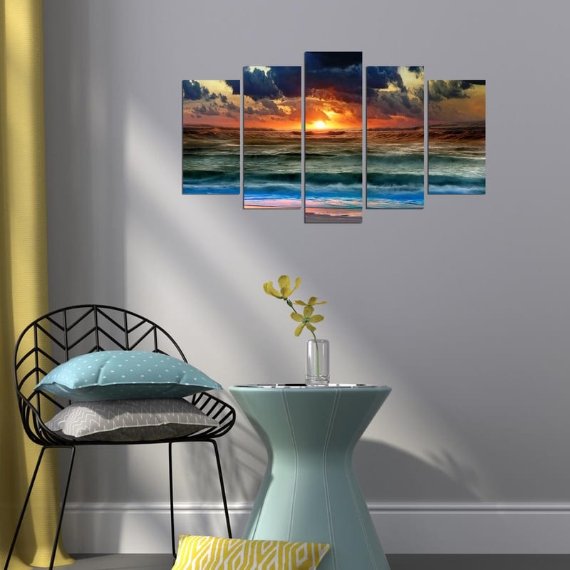Dekorativ MDF-målning 5-Delar 20x60 cm - Flerfärgad - Inredning - Tavlor & konst - Canvastavlor