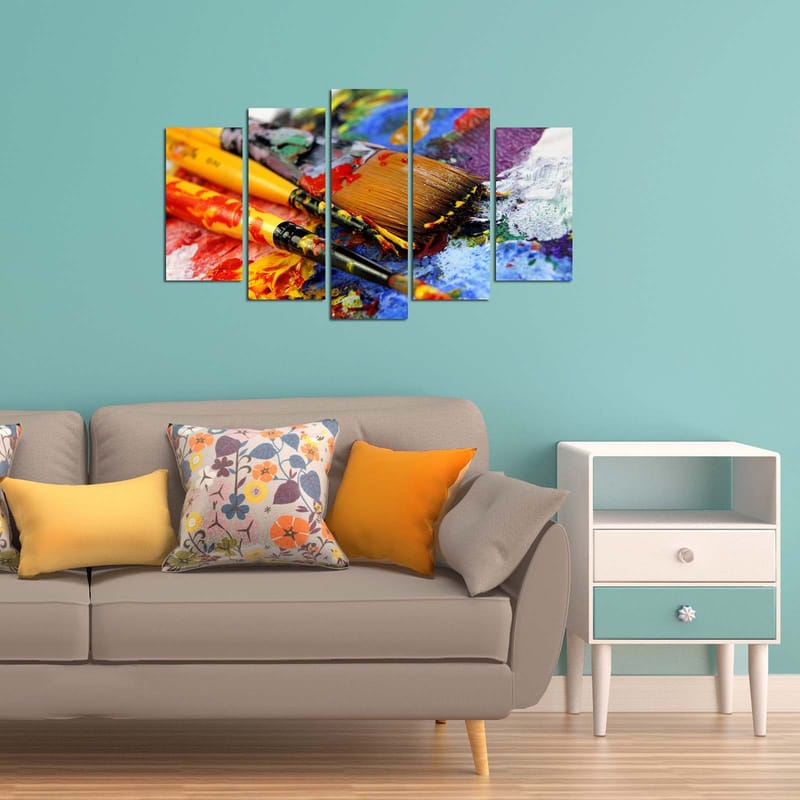 Dekorativ MDF-målning 5-Delar 20x60 cm - Flerfärgad - Inredning - Tavlor & konst - Canvastavlor