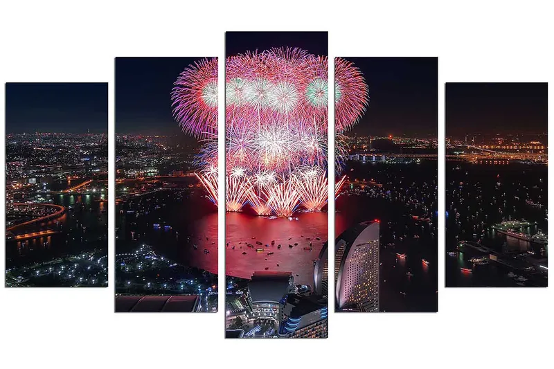 Dekorativ MDF-målning 5-Delar 20x60 cm - Flerfärgad - Inredning - Tavlor & konst - Canvastavlor