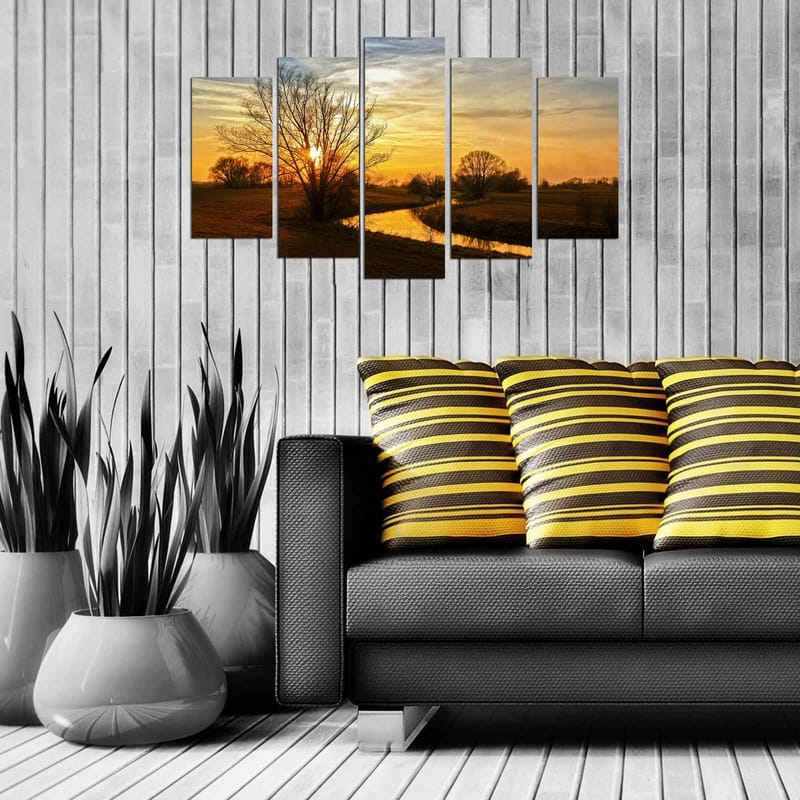 Dekorativ MDF-målning 5-Delar 20x60 cm - Flerfärgad - Inredning - Tavlor & konst - Canvastavlor