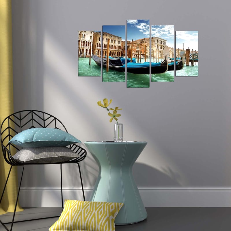 Dekorativ MDF-målning 5-Delar 20x60 cm - Flerfärgad - Inredning - Tavlor & konst - Canvastavlor