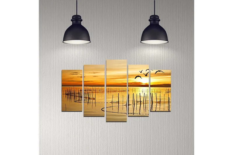 Dekorativ MDF-målning 5-Delar 20x60 cm - Flerfärgad - Inredning - Tavlor & konst - Canvastavlor