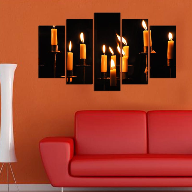 Dekorativ MDF-målning 5-Delar 20x60 cm - Flerfärgad - Inredning - Tavlor & konst - Canvastavlor