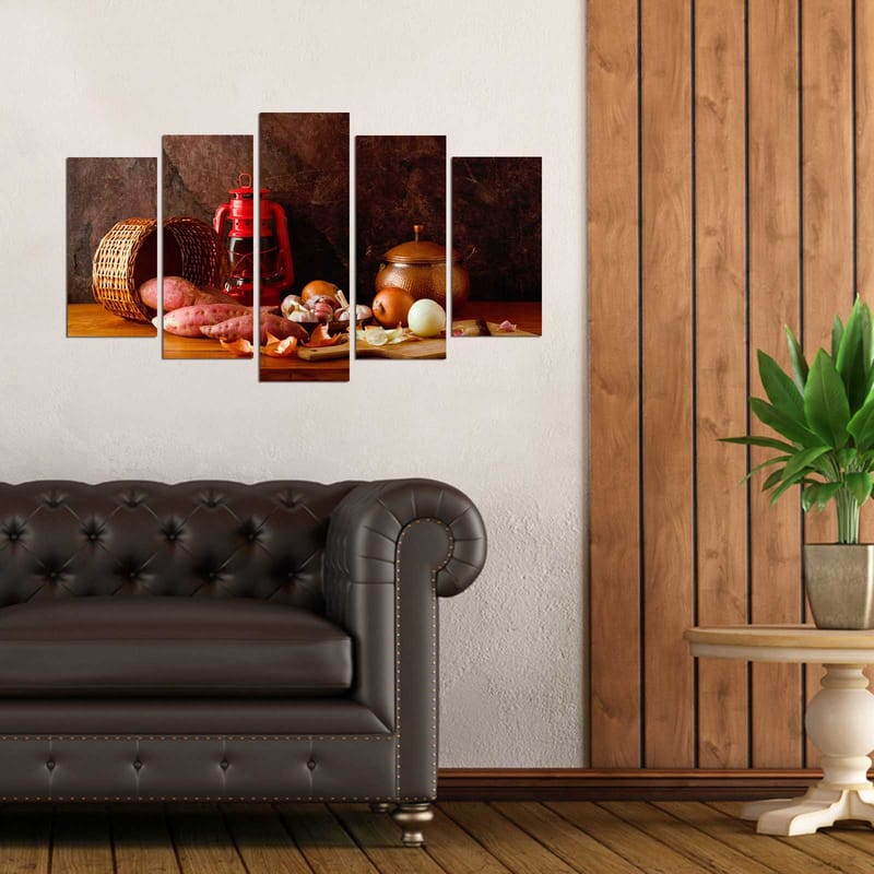 Dekorativ MDF-målning 5-Delar 20x60 cm - Flerfärgad - Inredning - Tavlor & konst - Canvastavlor