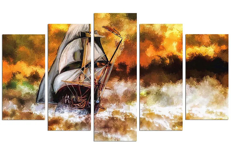 Dekorativ MDF-målning 5-Delar 20x60 cm - Flerfärgad - Inredning - Tavlor & konst - Canvastavlor