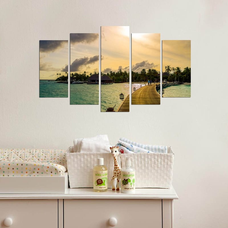 Dekorativ MDF-målning 5-Delar 20x60 cm - Flerfärgad - Inredning - Tavlor & konst - Canvastavlor