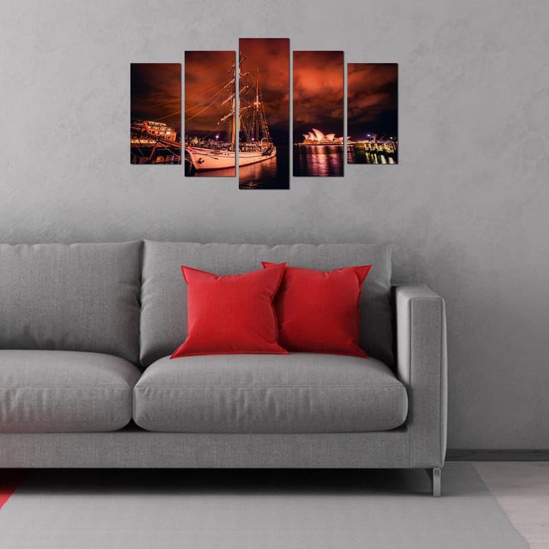 Dekorativ MDF-målning 5-Delar 20x60 cm - Flerfärgad - Inredning - Tavlor & konst - Canvastavlor