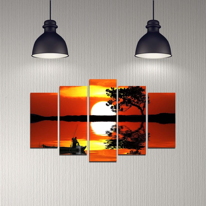 Dekorativ MDF-målning 5-Delar 20x60 cm - Flerfärgad - Inredning - Tavlor & konst - Canvastavlor