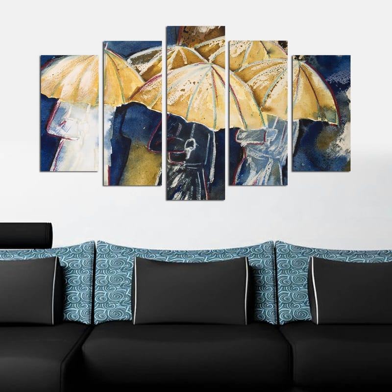 Dekorativ MDF-målning 5-Delar 20x60 cm - Flerfärgad - Inredning - Tavlor & konst - Canvastavlor