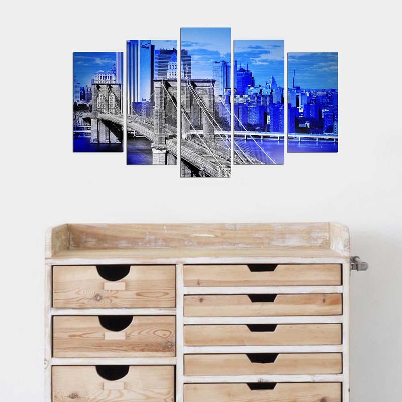 Dekorativ MDF-målning 5-Delar 20x60 cm - Flerfärgad - Inredning - Tavlor & konst - Canvastavlor