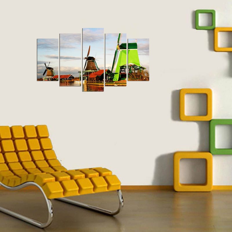 Dekorativ MDF-målning 5-Delar 20x60 cm - Flerfärgad - Inredning - Tavlor & konst - Canvastavlor