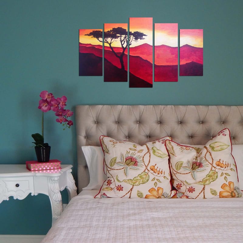 Dekorativ MDF-målning 5-Delar 20x60 cm - Flerfärgad - Inredning - Tavlor & konst - Canvastavlor