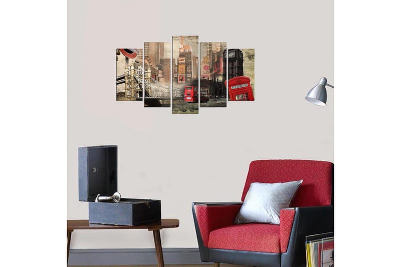 Dekorativ MDF-målning 5-Delar 20x60 cm - Flerfärgad - Inredning - Tavlor & konst - Canvastavlor