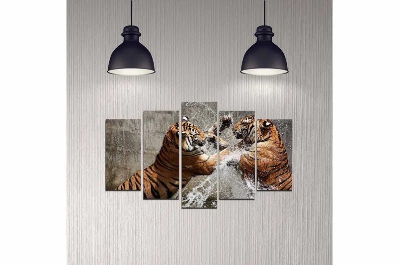 Dekorativ MDF-målning 5-Delar 20x60 cm - Flerfärgad - Inredning - Tavlor & konst - Canvastavlor