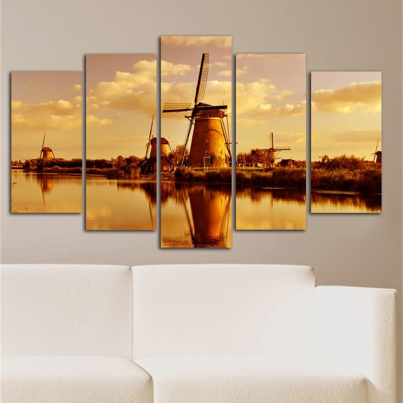 Dekorativ MDF-målning 5-Delar 20x60 cm - Flerfärgad - Inredning - Tavlor & konst - Canvastavlor