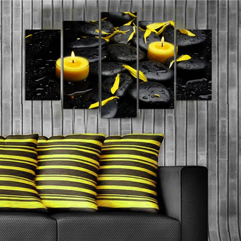 Dekorativ MDF-målning 5-Delar 20x60 cm - Flerfärgad - Inredning - Tavlor & konst - Canvastavlor