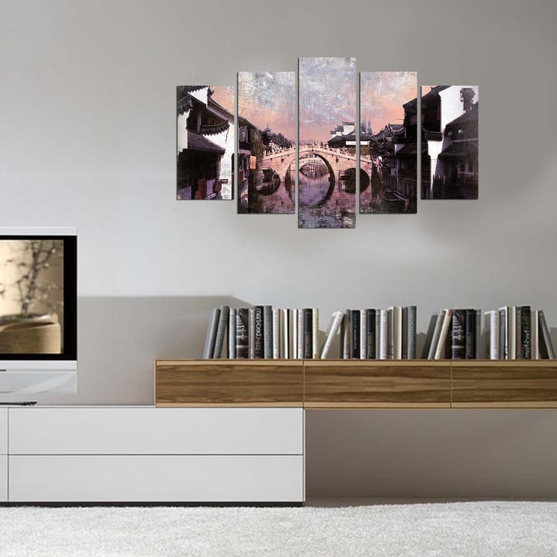 Dekorativ MDF-målning 5-Delar 20x60 cm - Flerfärgad - Inredning - Tavlor & konst - Canvastavlor