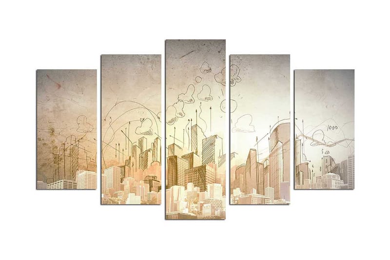 Dekorativ MDF-målning 5 Delar, Flerfärgad