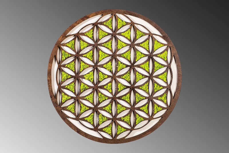 Geometric Canvastavla - Grön/Brun/Vit - Inredning - Tavlor & konst - Canvastavlor