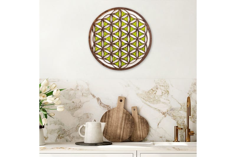 Geometric Canvastavla - Grön/Brun/Vit - Inredning - Tavlor & konst - Canvastavlor