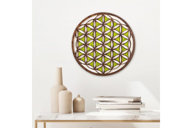 Geometric Canvastavla - Grön/Brun/Vit - Inredning - Tavlor & konst - Canvastavlor