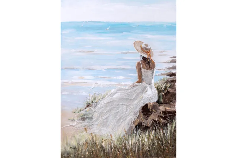 Lady On The Beach Oljemålning 90x120 cm, undefined