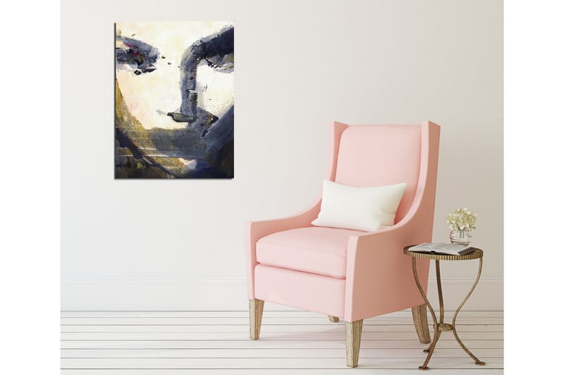 Liten Canvastavla 30x40 cm - Abstrakt ansikte med djupa skuggor och ljusa detaljer - Mörkblå / Beige / Vit - Inredning - Tavlor & konst - Canvastavlor