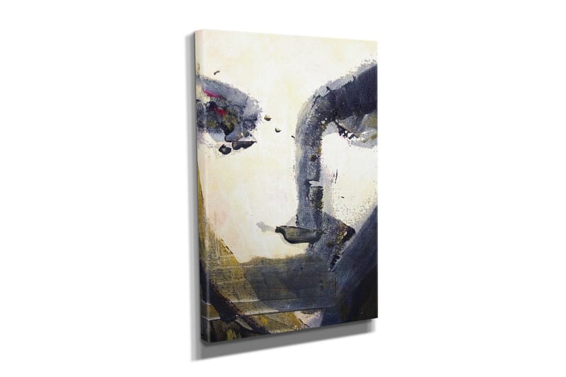 Liten Canvastavla 30x40 cm - Abstrakt ansikte med djupa skuggor och ljusa detaljer - Mörkblå / Beige / Vit - Inredning - Tavlor & konst - Canvastavlor