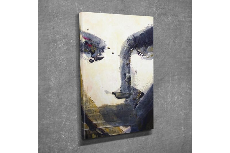 Liten Canvastavla 30x40 cm - Abstrakt ansikte med djupa skuggor och ljusa detaljer - Mörkblå / Beige / Vit - Inredning - Tavlor & konst - Canvastavlor