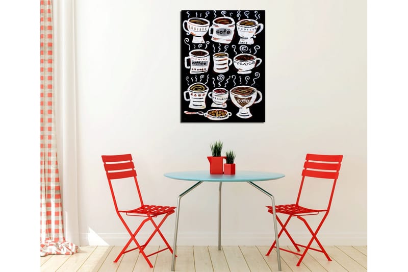Liten Canvastavla 30x40 cm - Kaffe koppar med ångande innehåll - Svart / Vit / Brun - Inredning - Tavlor & konst - Canvastavlor