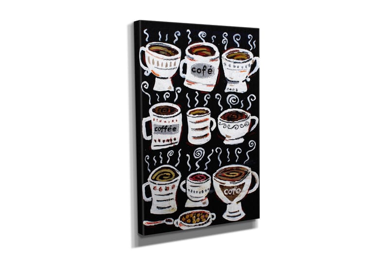 Liten Canvastavla 30x40 cm - Kaffe koppar med ångande innehåll - Svart / Vit / Brun - Inredning - Tavlor & konst - Canvastavlor